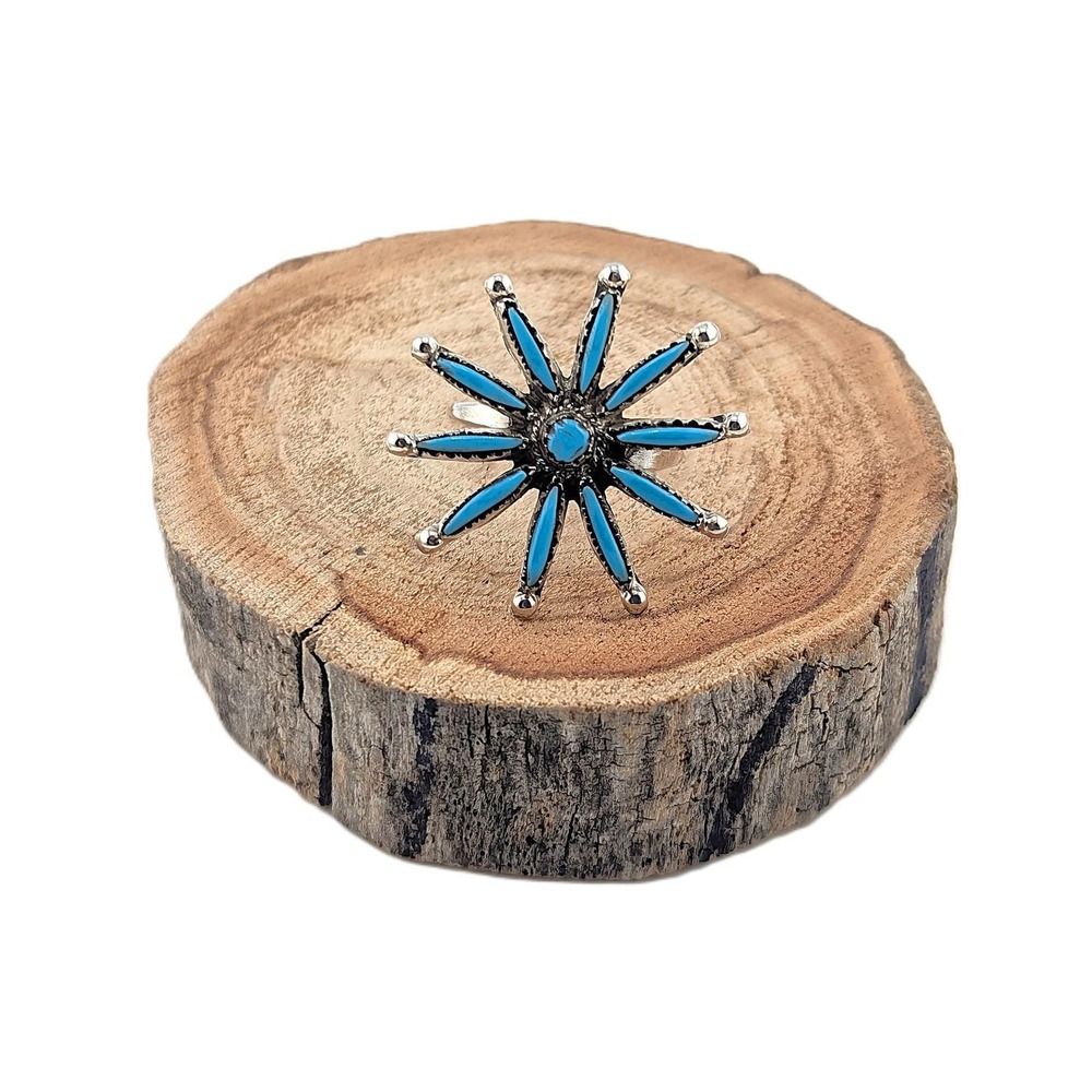 Zuni Ring Turquoise Cluster Spur OG Native‎ American Handmade Jewelry 6.75 * - Picture 5 of 10